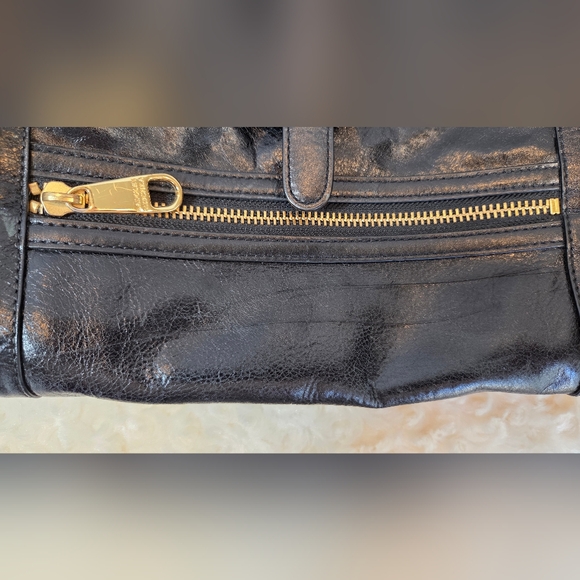 Badgley Mischka Black and Gold Satchel with Glossy Finish - Picture 14 of 16